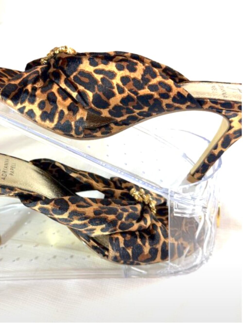 Adrianna Papell "Elani" Leopard Print Satin Open-Toe Mules - Size 8-1/2 - Picture 3 of 9